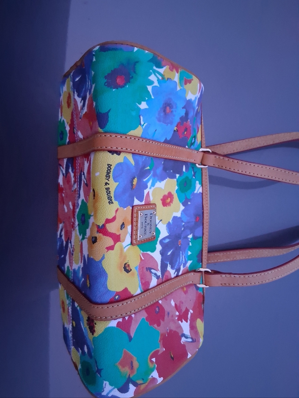 Dooney And Burke Purse Bag Floral Flowers Multicolor Authentic - Picture 3 of 6